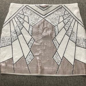 White Sequins Express Mini Skirt